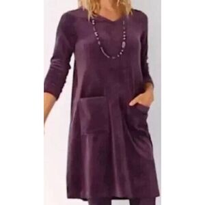 J. Jill Purejill Velvet Shift Dress Purple Sz. M